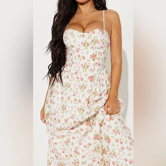 🌺💮 NWT Floral Poplin Maxi Dress Sz L 💮🌺 - Picture 2 of 3
